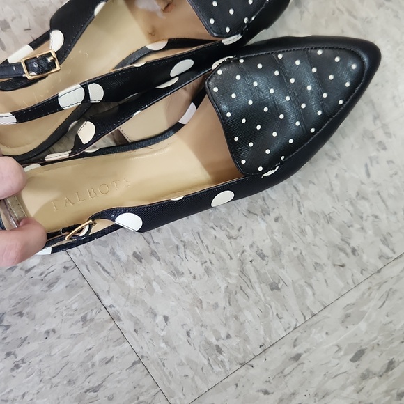 Talbots Polka Dot Slingback Women's Shoes Size 6.5 Black White - Picture 6 of 7